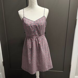 J. Crew Pink and Black Patterned Mini Dress